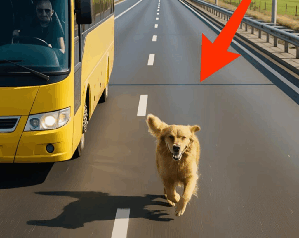 O ônibus seguia seu trajeto de sempre quando, do nada, um cachorro apareceu e começou a correr ao lado — todos ficaram chocados ao descobrir o motivo.